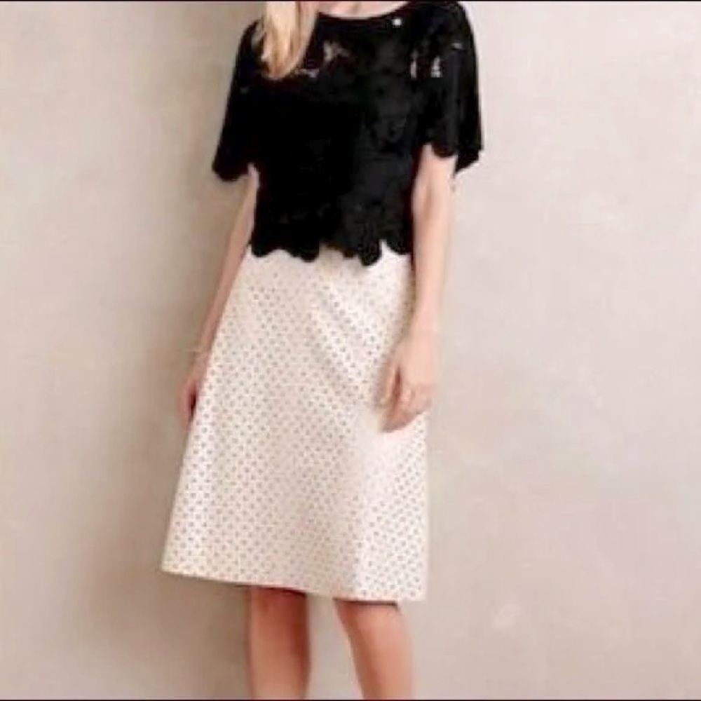 Anthropologie HD in Paris Faux Leather Skirt with Diamond cutouts
